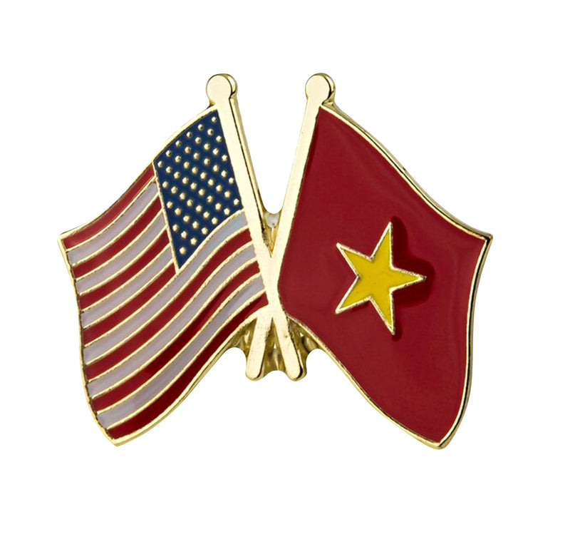 USA & Vietnam friendship Flags Lapel pin / country flag Badge / Vietnamese American flag Brooch / United States Vietnam flags enamel mix pin