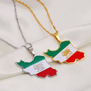 Iran Map with Flag Pendant Necklace