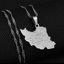 Iran Map with cities Pendant Necklace