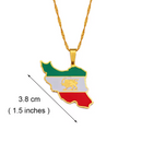 Iran Map with Flag Pendant Necklace