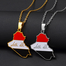 Iraq Map with Flag Pendant Necklace