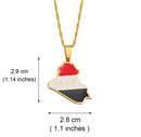 Iraq Map Flag Pendant Necklace