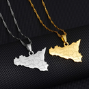Italy Sicily Map with Cities Pendant Necklace