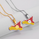 Italy Sicily Map with Flag Pendant Necklace