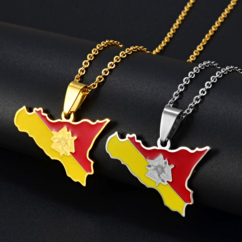 Italy Sicily flag Necklace