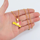 Italy Sicily Map with Flag Pendant Necklace