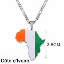 Ivory Coast Flag Africa Map Necklace