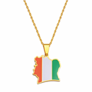 Ivory Coast Map with Flag Pendant Necklace