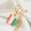 Ivory Coast Map with Flag Pendant Necklace