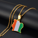 Ivory Coast Map with Flag Pendant Necklace