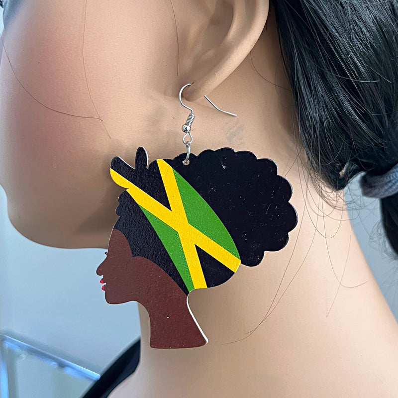 Jamaica Flag Woman Bandana Earrings