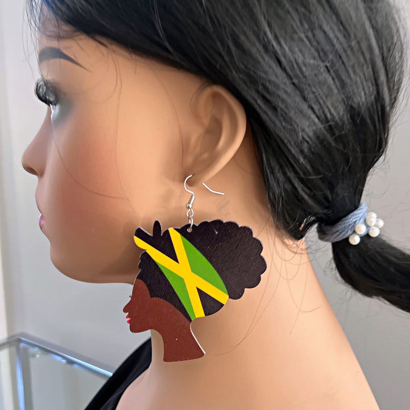 Jamaica Flag Woman Bandana Earrings