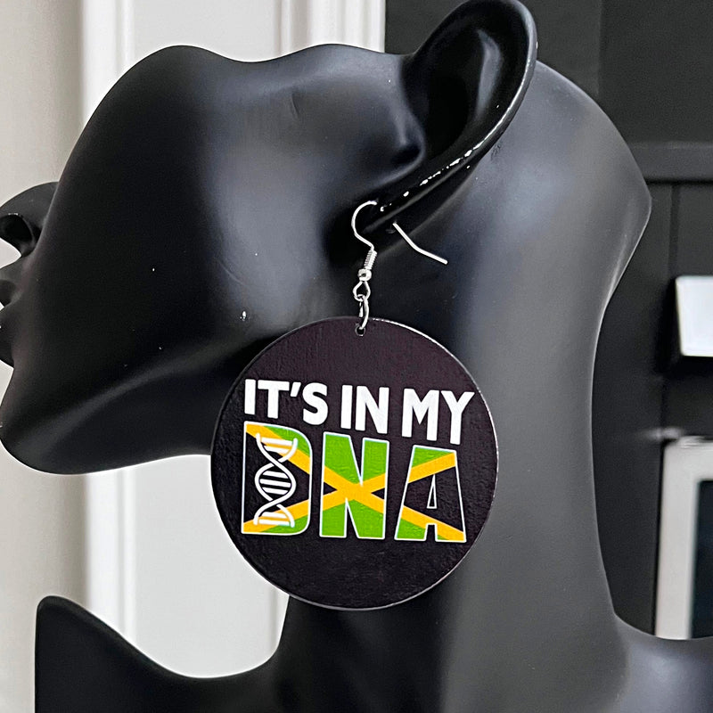 Jamaica Flag It's in My DNA Drop Earrings