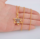 Israel Hexagram Menorah Hanukkah Pendant Necklace