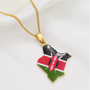 Kenya Map with Flag Pendant Necklace
