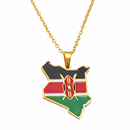 Kenya Map with Flag Pendant Necklace