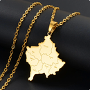 Kosovo Map with Cities Pendant Necklace