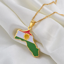 Kurdistan Map with Flag Pendant Necklace