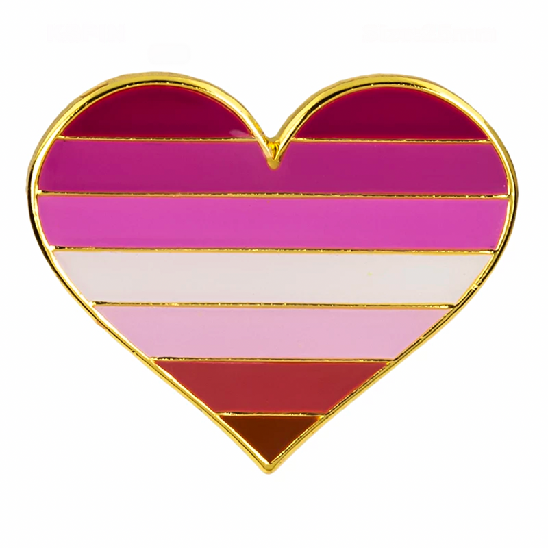 Lesbian Flag Pride Heart Shaped Lapel Pin