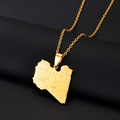 Libya Map with Cities Pendant Necklace
