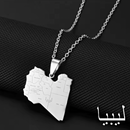 Libya Map with Cities Pendant Necklace