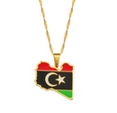 Libya Map with Flag Pendant Necklace