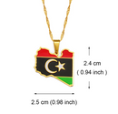 Libya Map with Flag Pendant Necklace