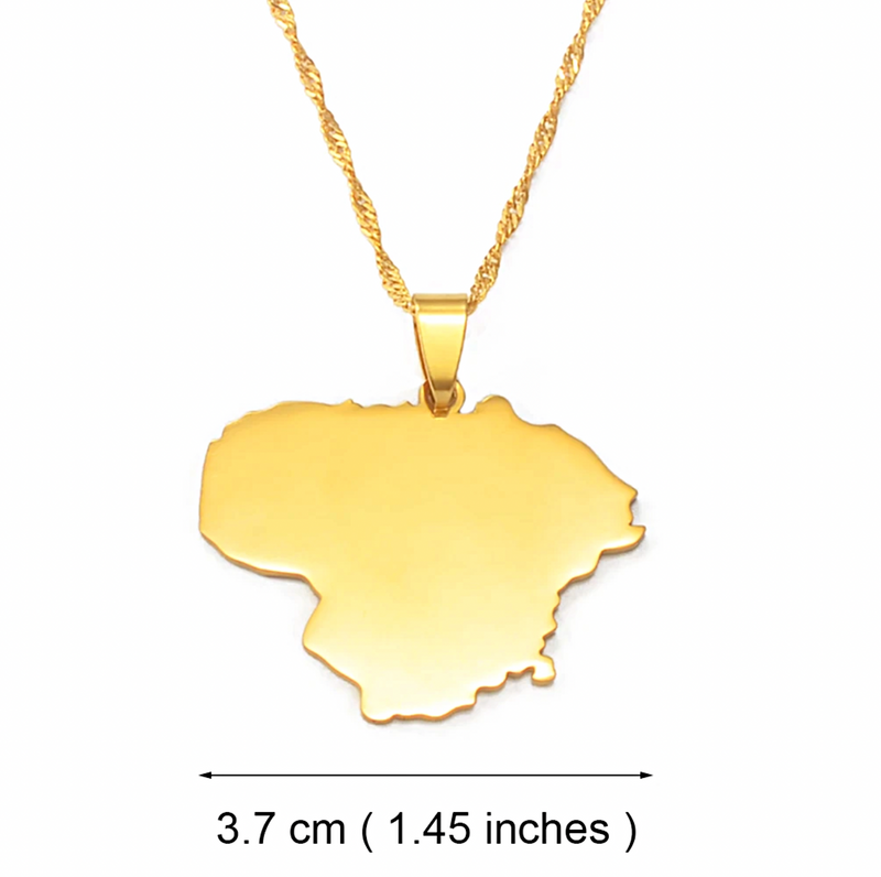 Lithuania Map Pendant Necklace