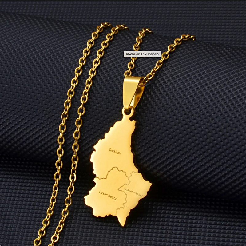 Luxembourg Map with cities Pendant Necklace