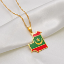 Mauritania Map with Flag Pendant Necklace