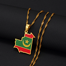 Mauritania Map with Flag Pendant Necklace