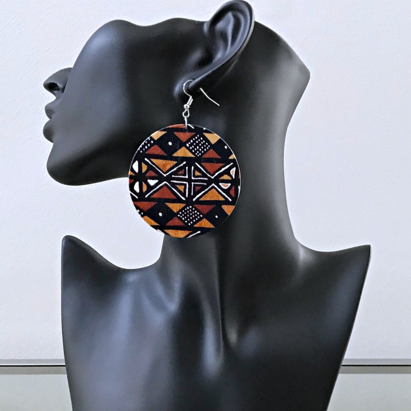 Mudcloth Bogolan Print Drop Earrings