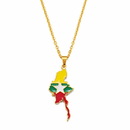 Myanmar Map with Flag Pendant Necklace