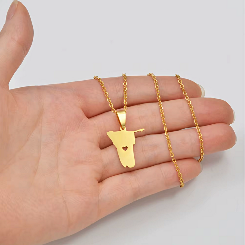 Namibia Map With Heart Pendant Necklace