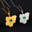 Nigeria Map with Green Stone Pendant Necklace
