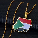 North Sudan Map with Flag Pendant Necklace