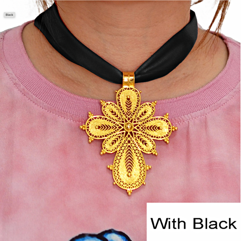 Orthodox Ethiopian cross pendant necklace