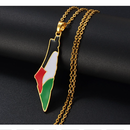 Palestine Map with Flag Pendant Necklace