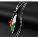 Palestine Map with Flag Pendant Necklace