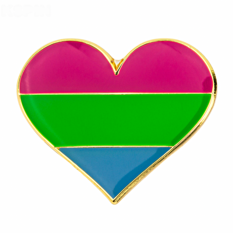 Polysexual Flag Pride Heart Shaped Lapel Pin