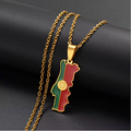 Portugal Map With Flag Pendant Necklace