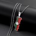 Portugal Map With Flag Pendant Necklace