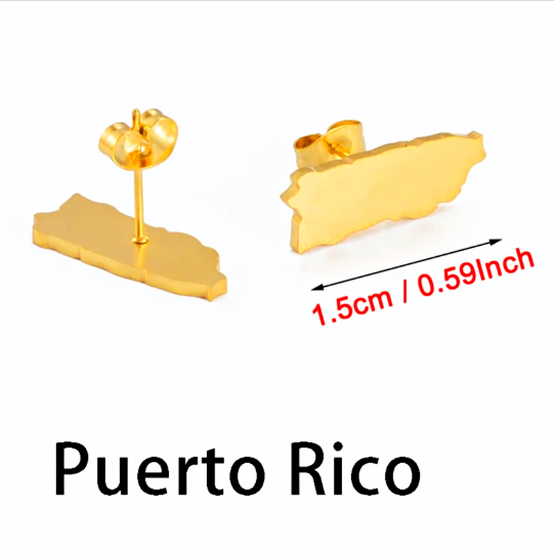 Puerto Rico Map Stud Earrings