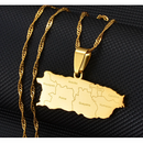 Puerto Rico Map with cities Pendant Necklace