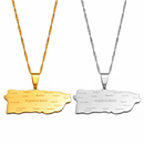 Puerto Rico Map with Cities Name Pendant Necklace