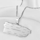 Puerto Rico Map with Cities Name Pendant Necklace