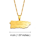 Puerto Rico Map with Cities Name Pendant Necklace