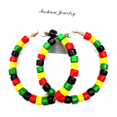 African Beaded Color Hoop Earrings