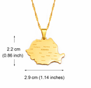 Romania Map with Cities Pendant Necklace