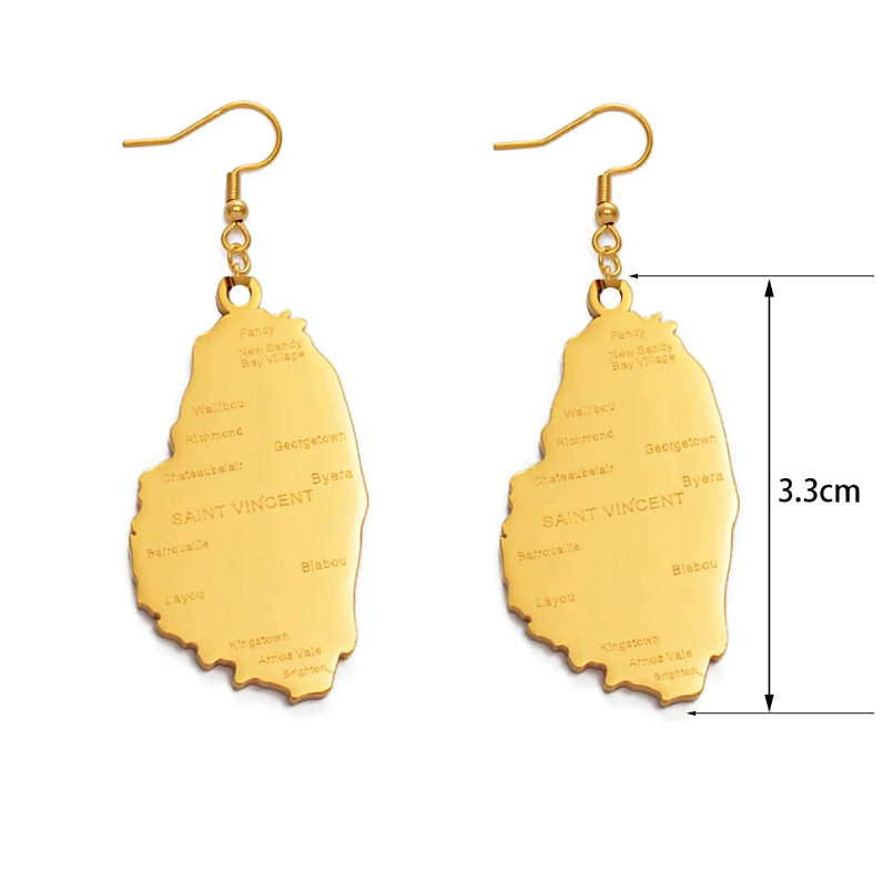 Saint Vincent and The Grenadines Map Earrings